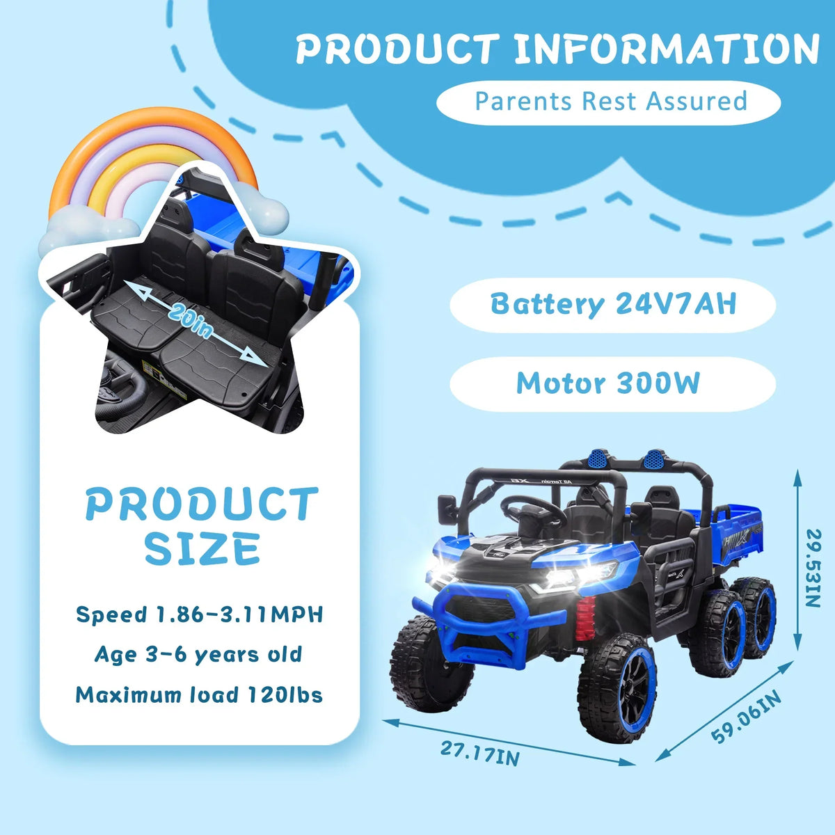 2026 NewXuanlur 24V 2 Seater Kids Ride on Car Truck, Ride on UTV W/ 2x200W Motor, 24 Volt Ride on Toys W/ Dump Bed/Shovel, Electric Car for Kids W/ Durable Tires, LED Light, Music, Remote Control, Black