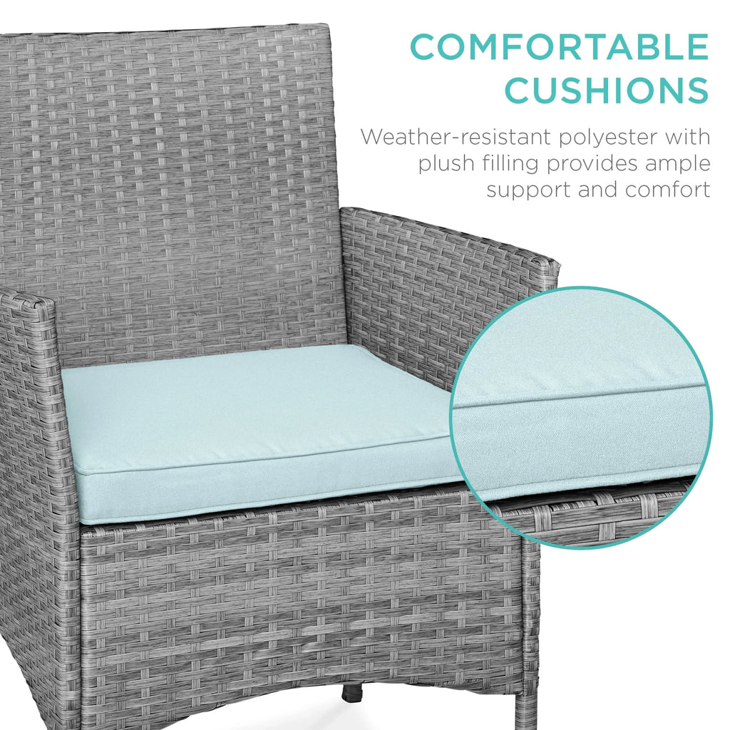2026 NewBest Choice Products 3-Piece Outdoor Wicker Conversation Patio Bistro Set, w/ 2 Chairs, Table - Gray/Navy