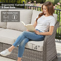2026 New3-Seat Patio Wicker Sofa Outdoor Rattan Couch Furniture Steel Frame with Beige cushion&Waterproof Cover, Gray