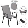 2026 NewBizChair 5 Pack Black Outdoor Stack Chair with Flex Comfort Material and Metal Frame