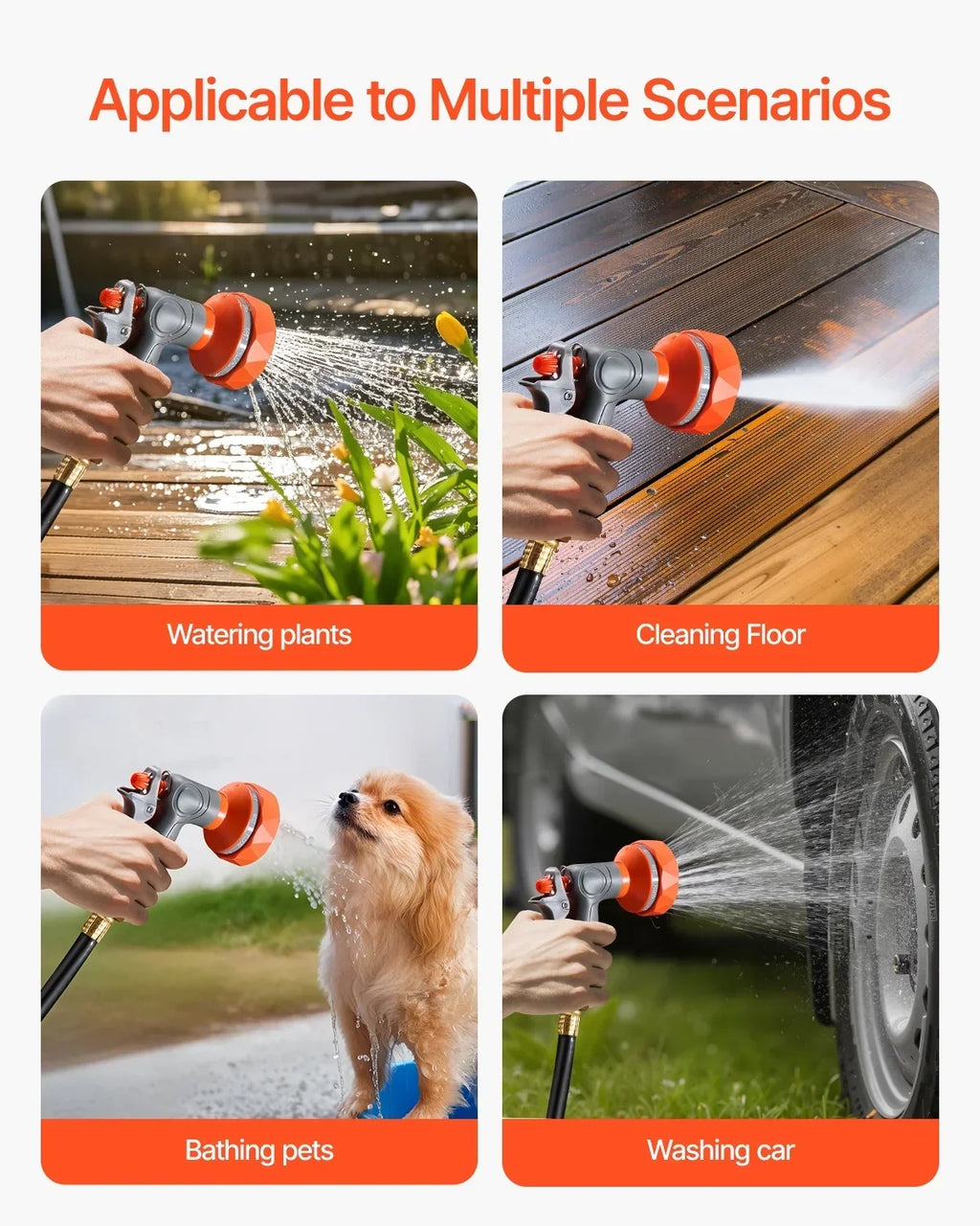 2026 NewVEVOR Retractable Garden Hose Reel, 5/8 Inch x 100 ft Wall Mounted Hose Reel, Heavy Duty Garden Hose Reel with 9 Patterns Nozzle, Any Length Lock, Upgraded Slow Return System and 180" Swivel Bracket