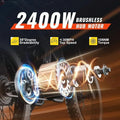 2026 NewRiding'Times 2400W 48V Electric Dirt Bike for Adults Ridingtimes GT73,brushless Hub Motor,18.2AH*2 Electric BIKE with 25" tires digital screen Carbon Steel,BLACK