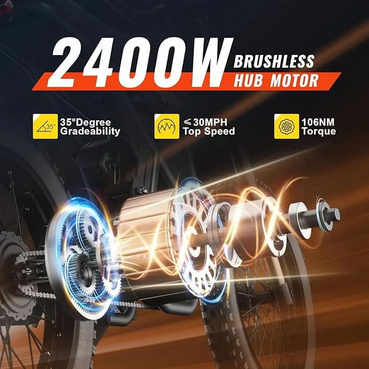 2026 NewRiding'Times 2400W 48V Electric Dirt Bike for Adults Ridingtimes GT73,brushless Hub Motor,18.2AH*2 Electric BIKE with 25" tires digital screen Carbon Steel,BLACK