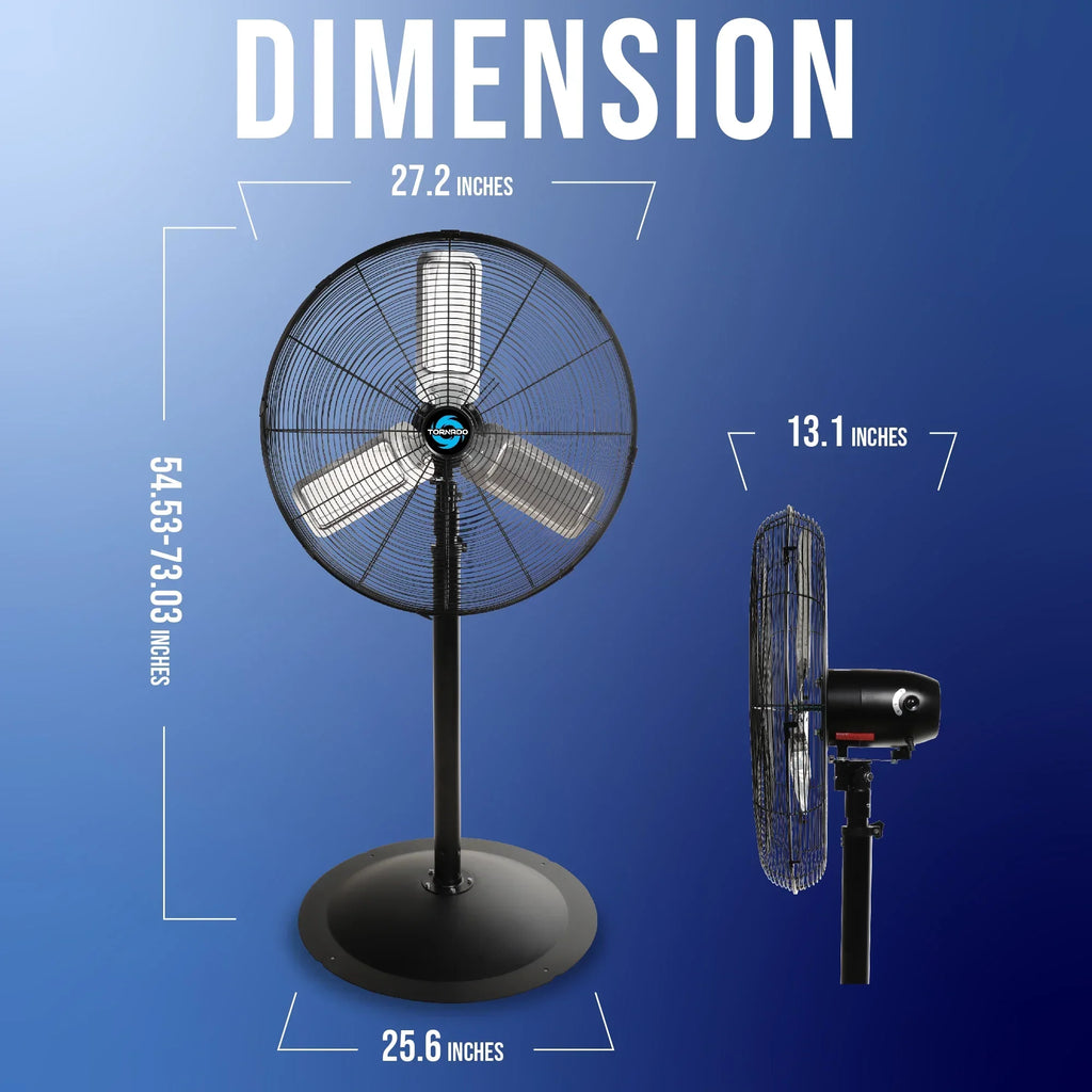2026 NewTornado - 20 Inch High Velocity Metal Oscillating Pedestal Fan - Commercial, Industrial Use Water-Resistant