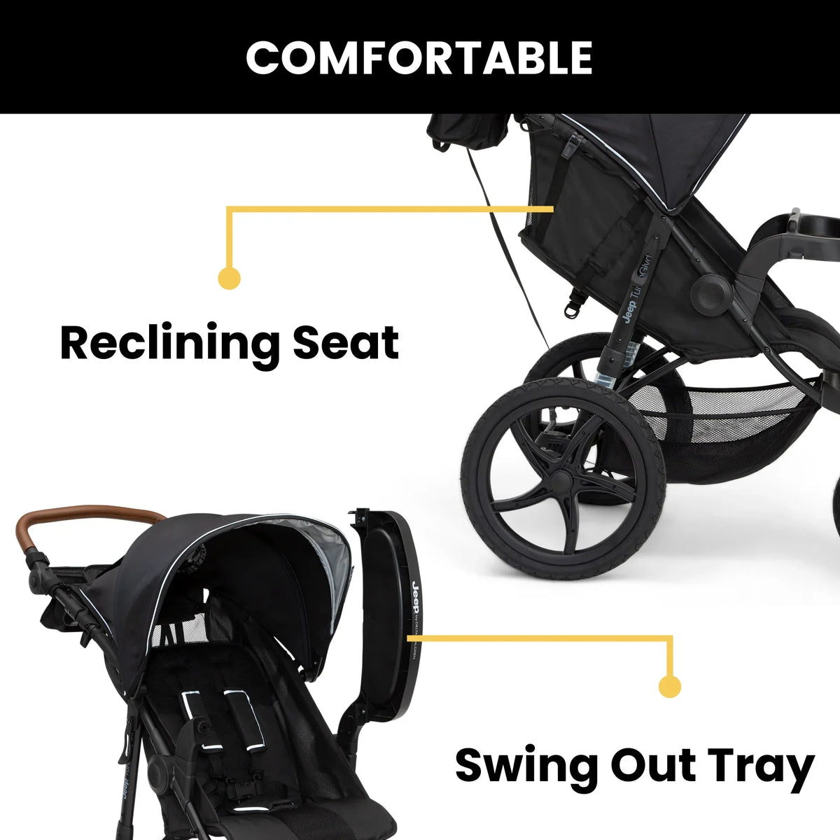 2026 NewJeep TurboGlyde Jogging Stroller by Delta Children, Black