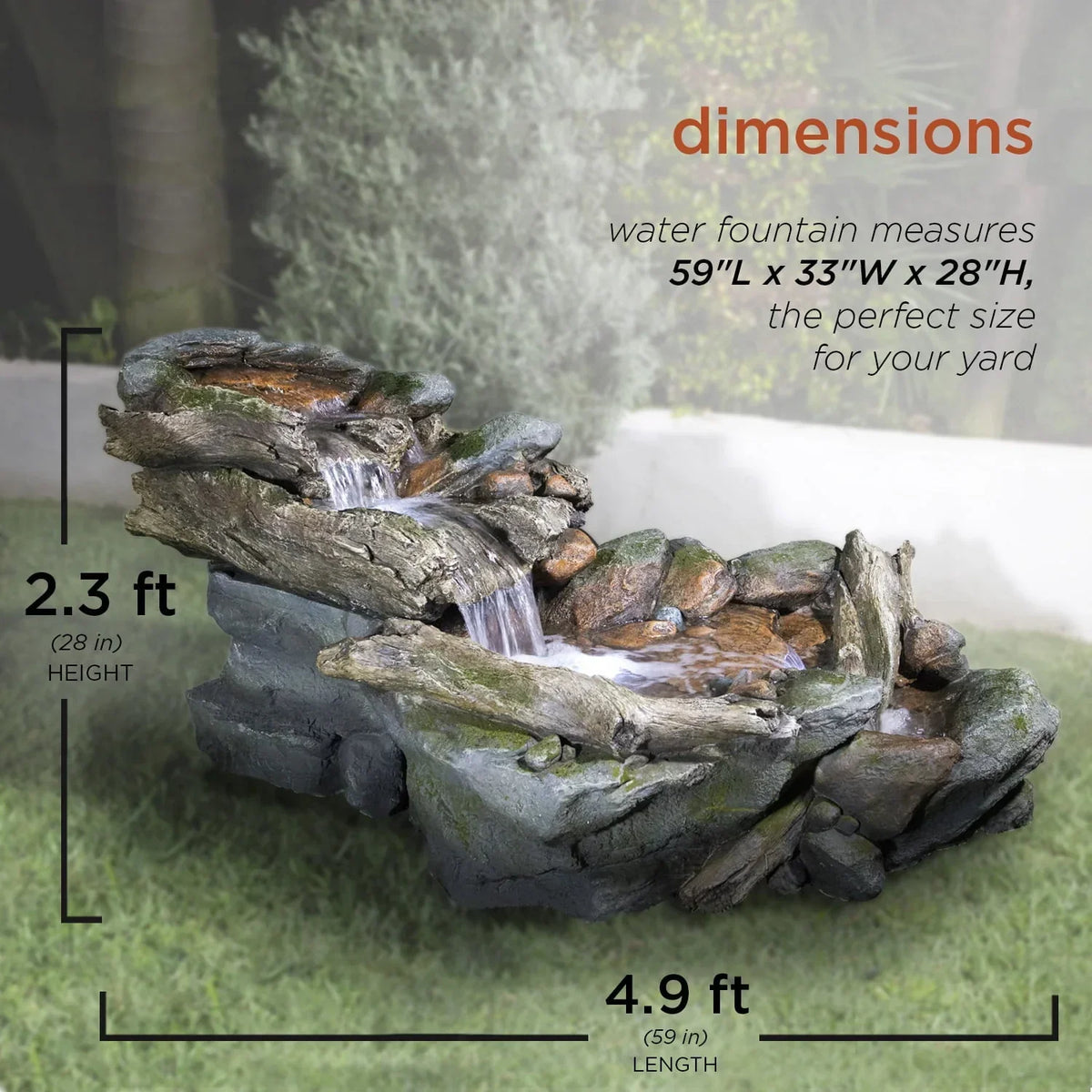 2026 NewAlpine Corporation Outdoor 3-Tier Rainforest Rock Water Fountain with LED Lights