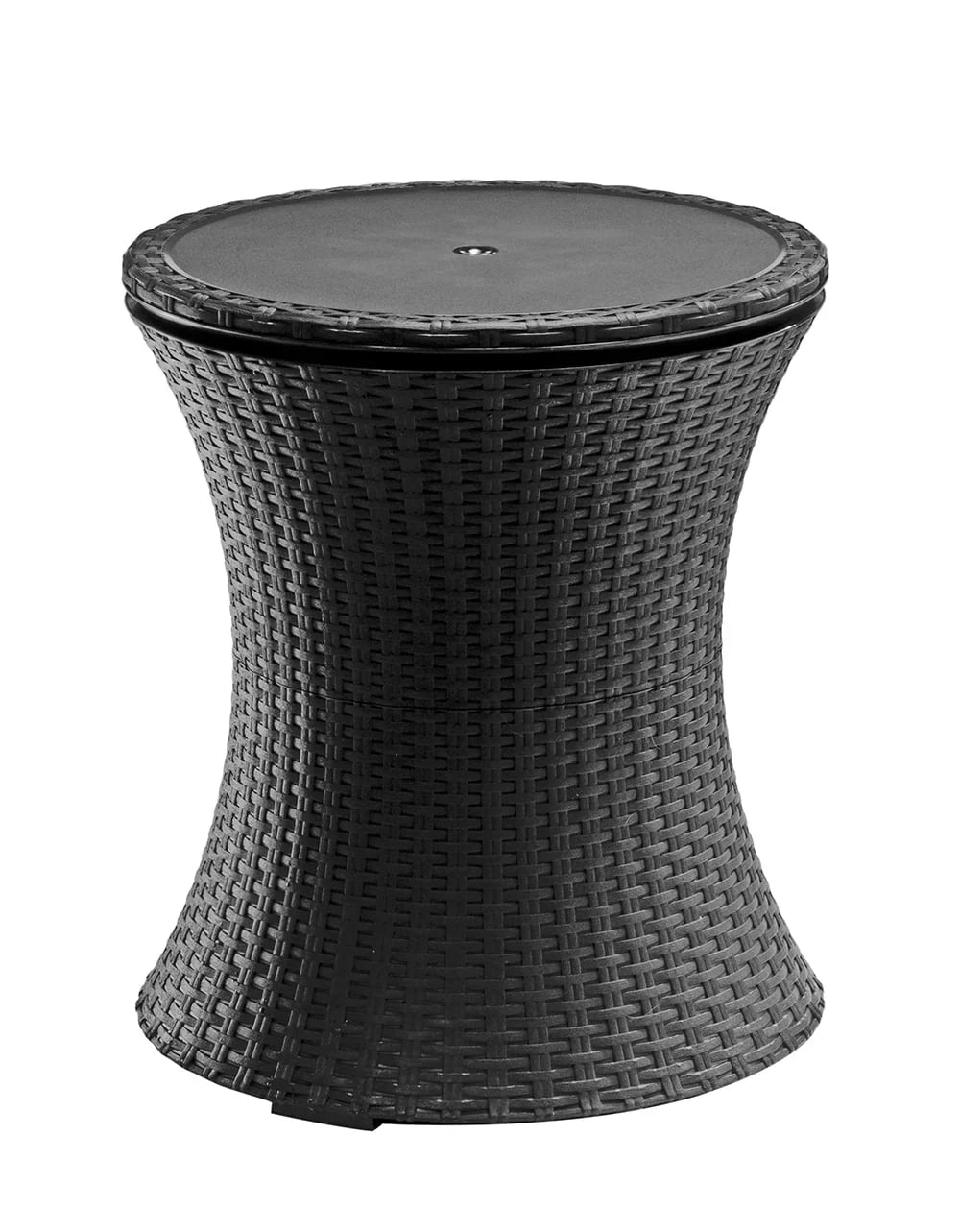 2026 NewKeter Pacific 7.5 Gallon Cool Bar 2 in 1 Weather Resistant Side Table and Bar Durable Resin Outdoor Patio Beverage Cooler Table, Rattan Look Brown