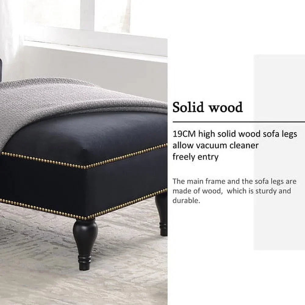 2026 NewTHINK 30,Velvet Chaise Lounge with Rolled Arm, 58” Upholstered Sofa Lounge Chair for Living Room Bedroom