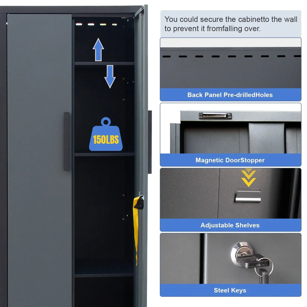 2026 NewHPDMC Garage Storage Cabinet System 7-Pcs Workshop Set Metal Garage Cabinets System with Steel Cabinet Drawers, Workbench, Pegboard for Garage Tool Organization