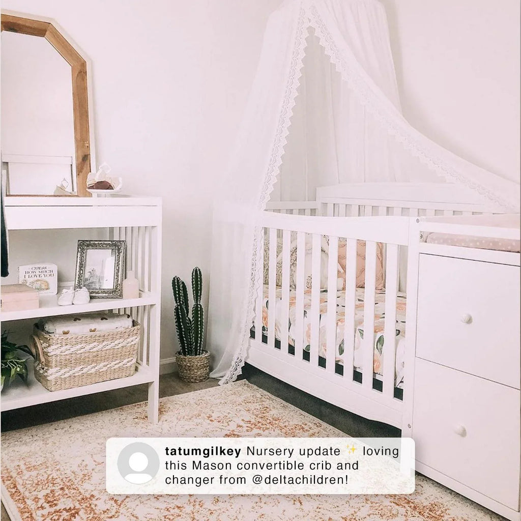 2026 NewDelta Children Mason 6-in-1 Convertible Crib and Changer. Gray