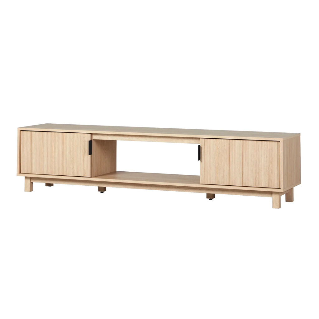 2026 NewWalker Edison Mid-Century Modern Reeded 2-Door TV Stand for TVs up to 80", Coastal Oak