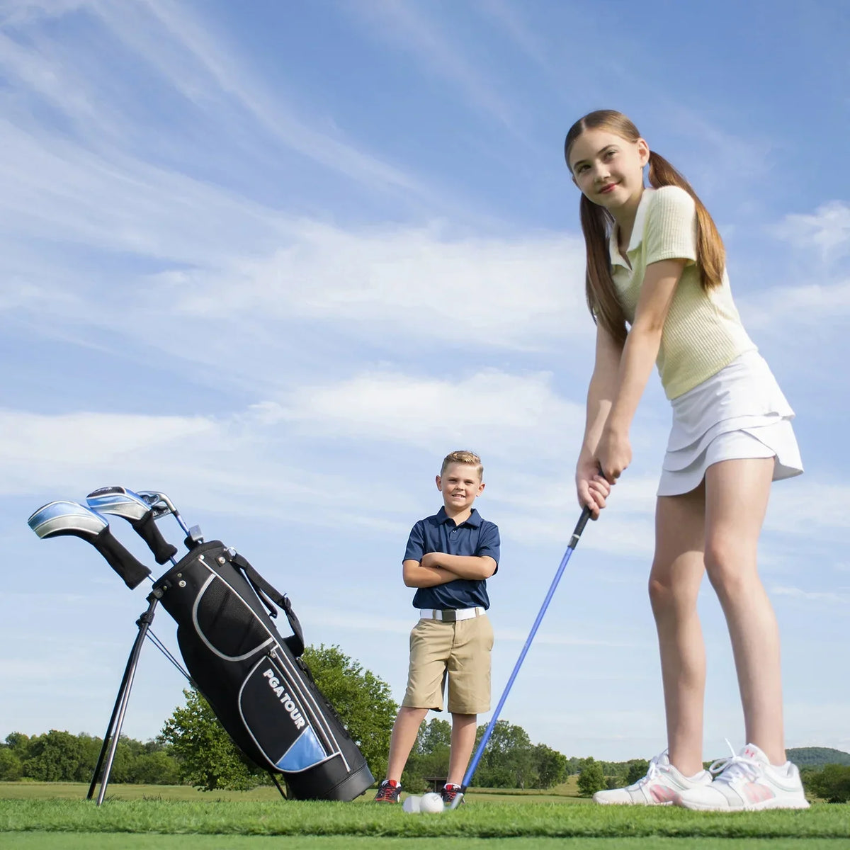 2026 NewPGA Tour Right-Handed 10 Piece Kids Golf Club Stand Bag Set; Player Height 4'8 - 5'2", Ages 8-12