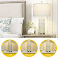 2026 NewCinkeda Table Lamp Set of 2 for Living Room Bedroom with USB Ports AC Outlet 3 Way Dimmable Touch Nightlight Farmhouse White Floral Nightstand Bedside Lamps