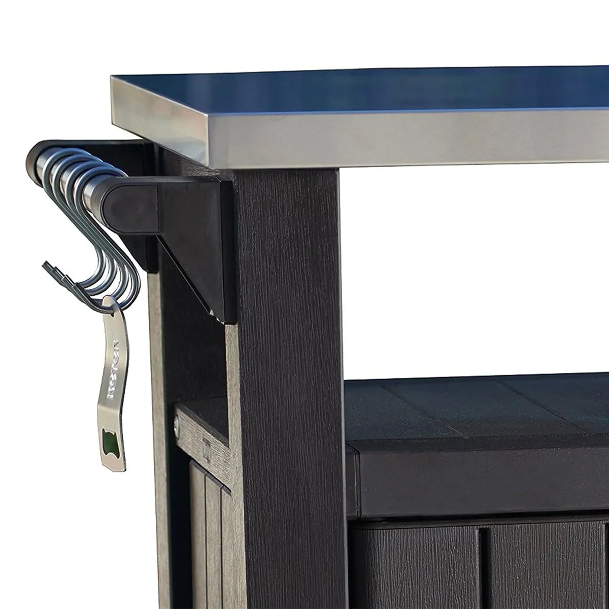 2026 NewKeter Unity XL Outdoor Kitchen Bar Rolling Cart with Storage Cabinet, Brown