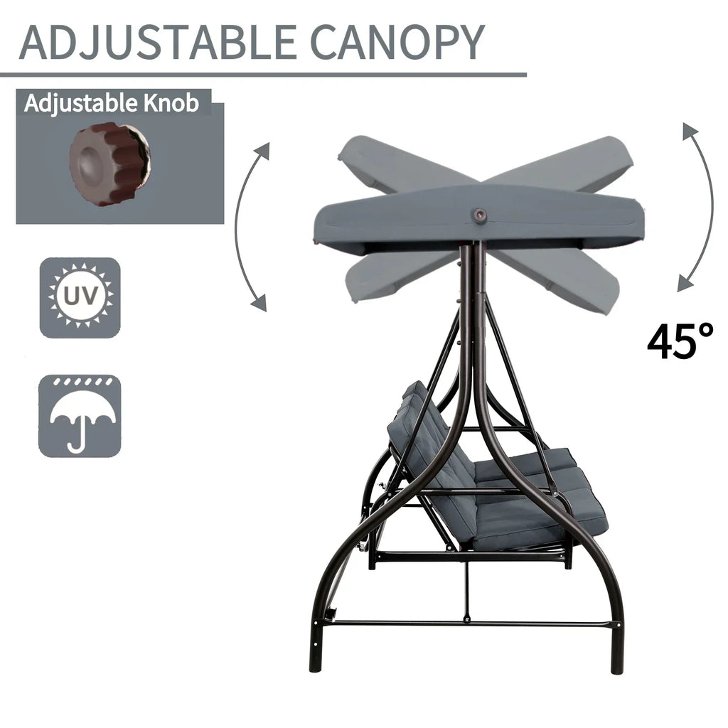 2026 NewArlopu 3 Person Porch Swing Outdoor Converting Canopy Swing Glider with Canopy