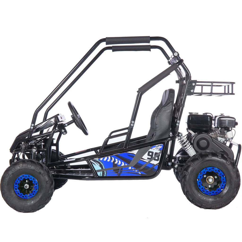 2026 NewMotoTec Mud XL 212cc 2 Seat Go Kart Full Suspension Blue