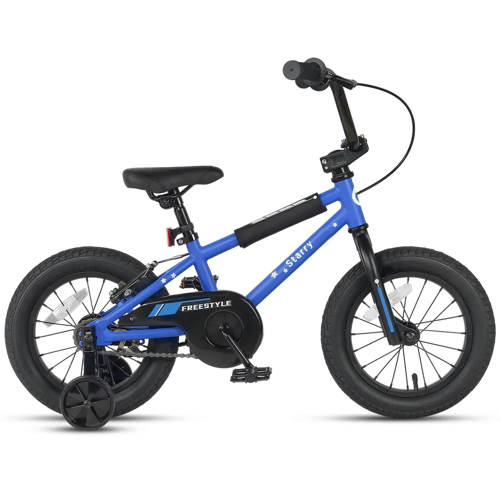 2026 NewGlerc 14 Inch Little Kids Bike BMX Style Bicycle with Training Wheels Coaster Brake for 3 4 5 Years Old Boys Girls, Blue