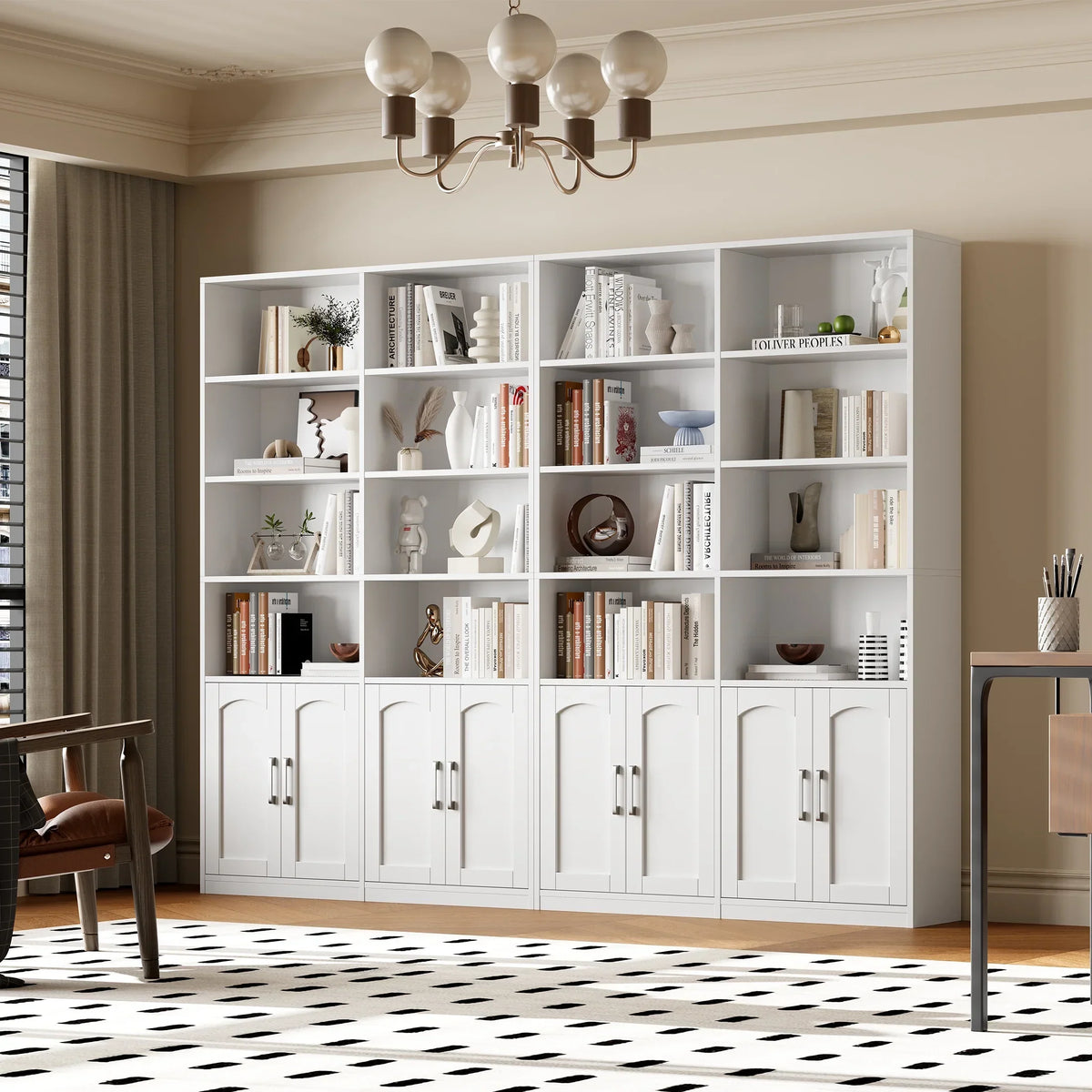 2026 NewHomfa 73" Tall Bookcases with Doors, 8 Cubes 6-Tier Double Row Bookshelf, White Bookcase for Living Room Home Office