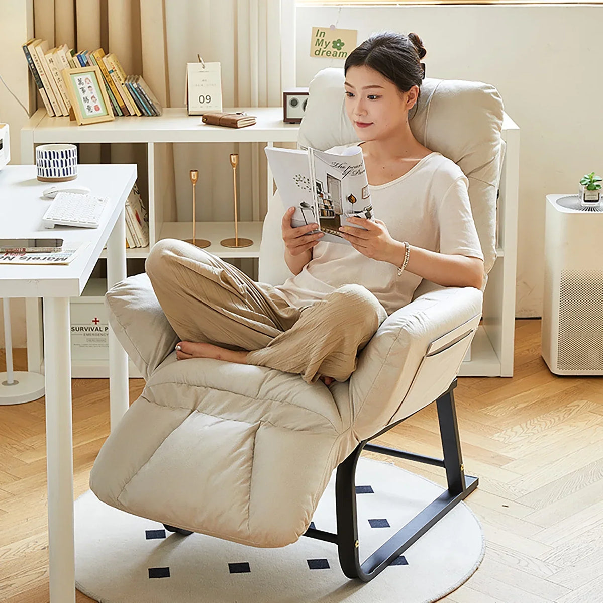 2026 NewHDUTNGISN Recliner Armchair with Adjustable Backrest,White