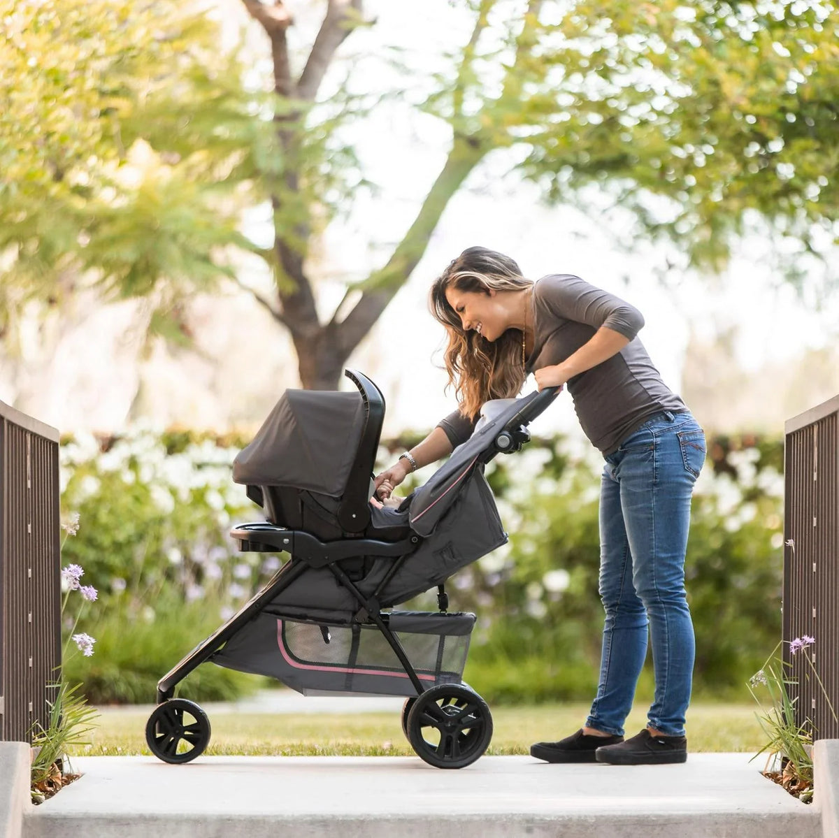 2026 NewBaby Trend EZ Ride Travel System Stroller - Pink Flamingo