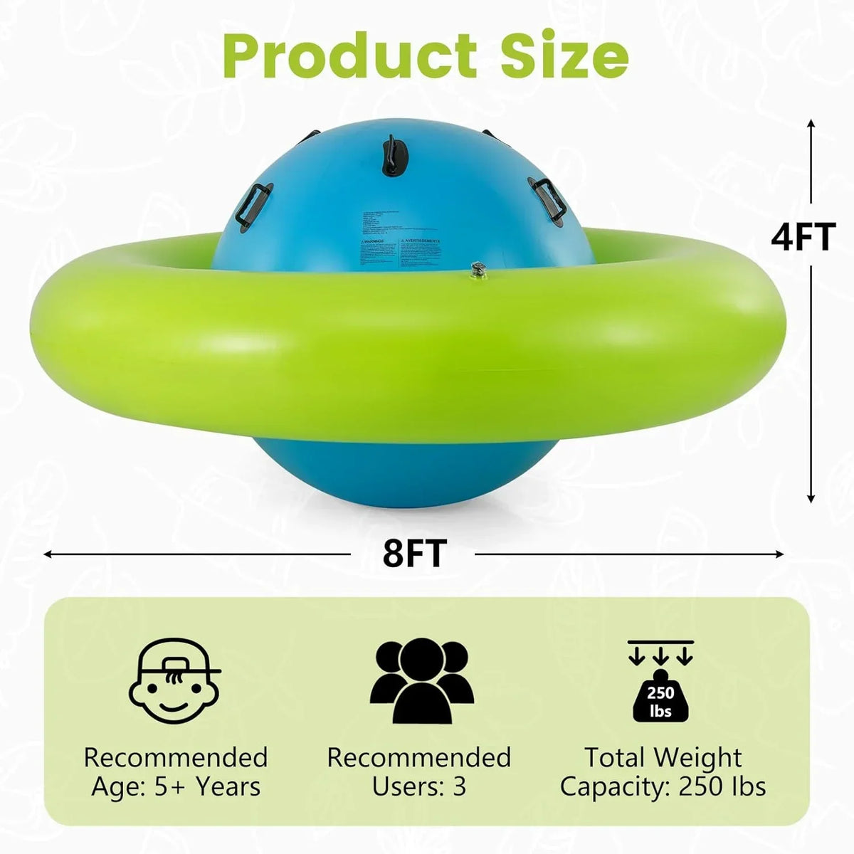 2026 NewOLAKIDS 8FT Inflatable Dome Rocker Bouncer, Outdoor Kids Giant Roll and Play Seesaw Rocker with 6 Secure Handles, Max Weight 250 LBS, Toddlers Climbing Toy Backyard Play Center Equipment