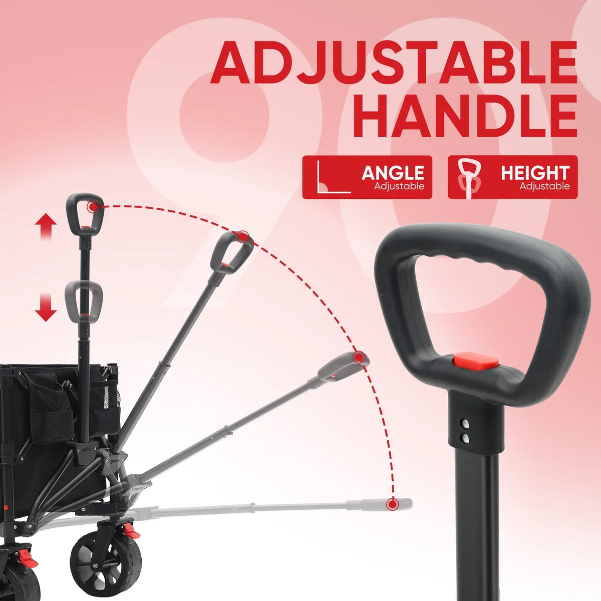2026 NewSekey 330LBS Collapsible Wagon Cart, 220L Large Capacity Foldable Wagon, Heavy Duty Folding Utility Garden Cart with All-Terrain Wheels for Camp, Beach, Sport, Shop, Grocery (Black, 1-YEAR-WARRANTY)