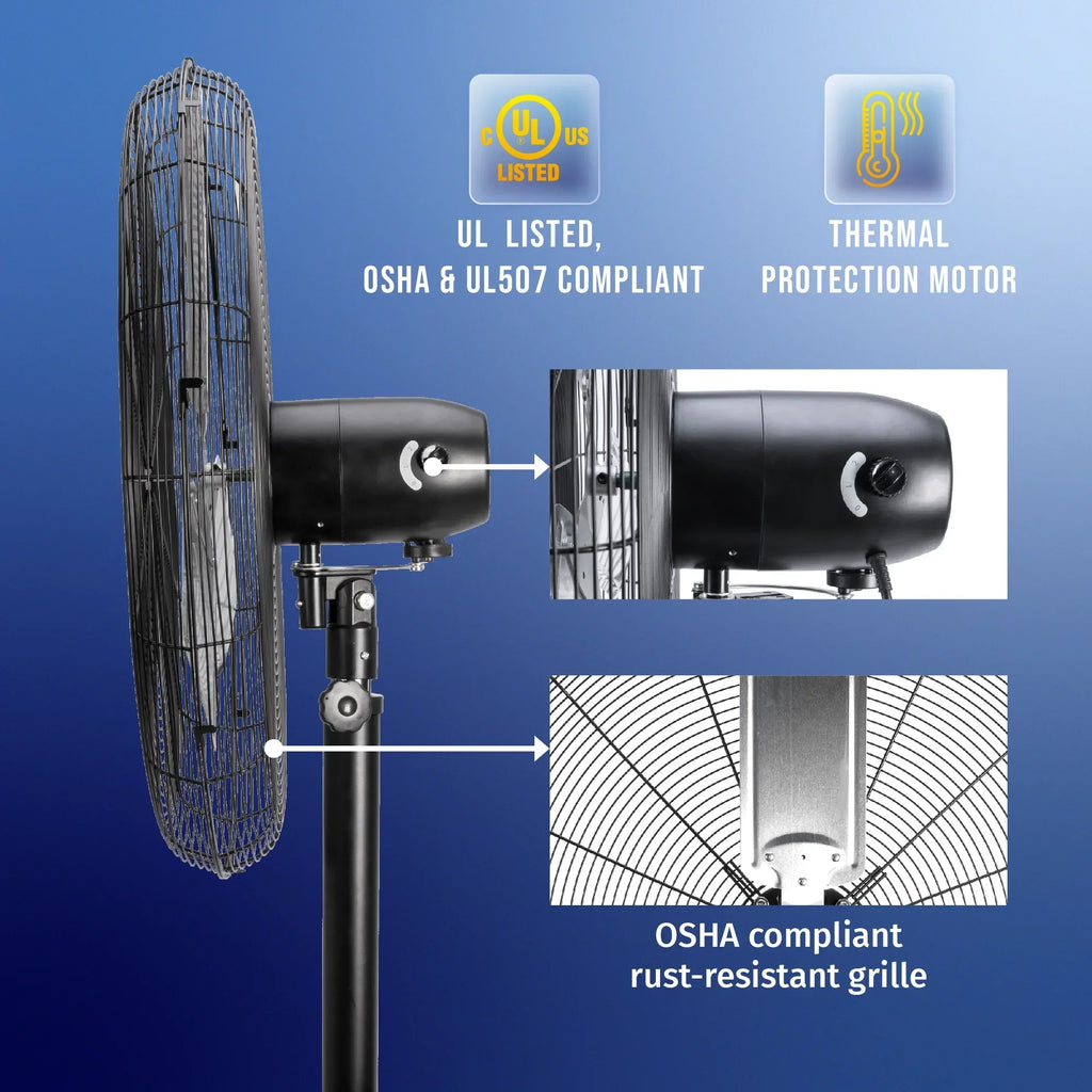 2026 NewTornado - 20 Inch High Velocity Metal Oscillating Pedestal Fan - Commercial, Industrial Use Water-Resistant