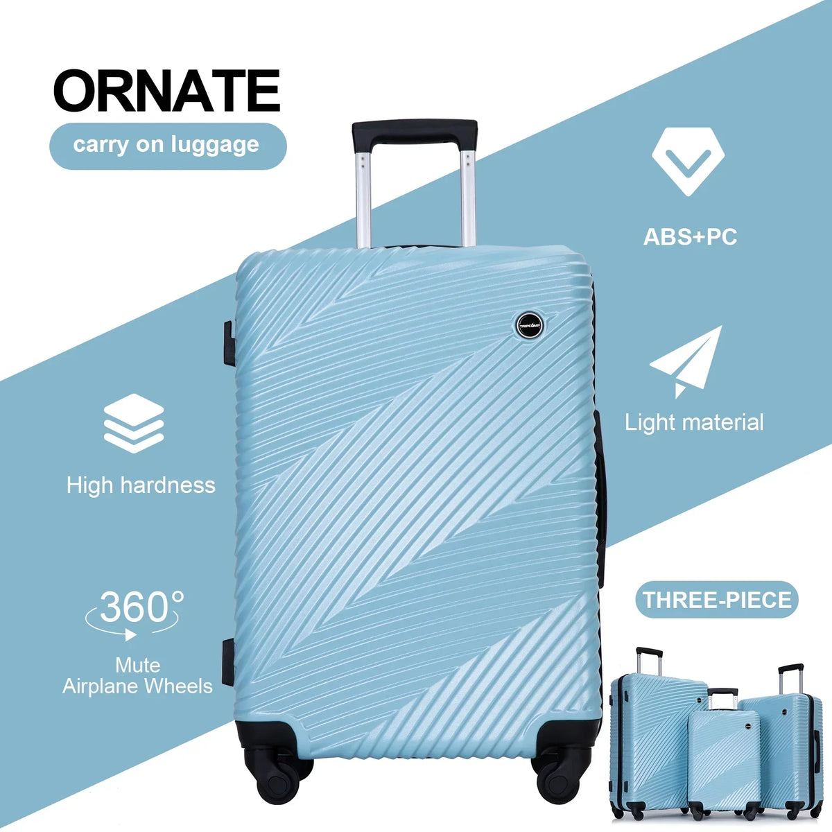 2026 NewTripcomp Luggage 3 Piece Set,Suitcase with Spinner Wheels Hardside Lightweight Luggage 20in24in28in.(Blue)