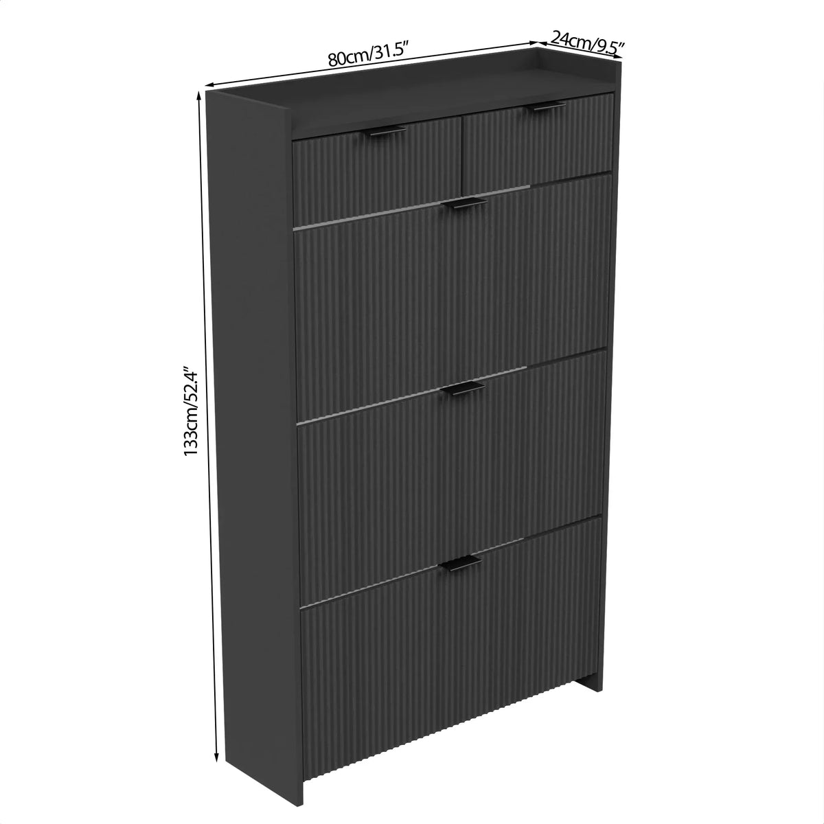 2026 NewShoe Cabinet, Free Standing Tipping Bucket Shoe Rack Organizer with 3 Flip Drawers, Modern Entryway Narrow Shoe Rack with 2 Drawers & Top Storage, for Hallway Bedroom, Walnut