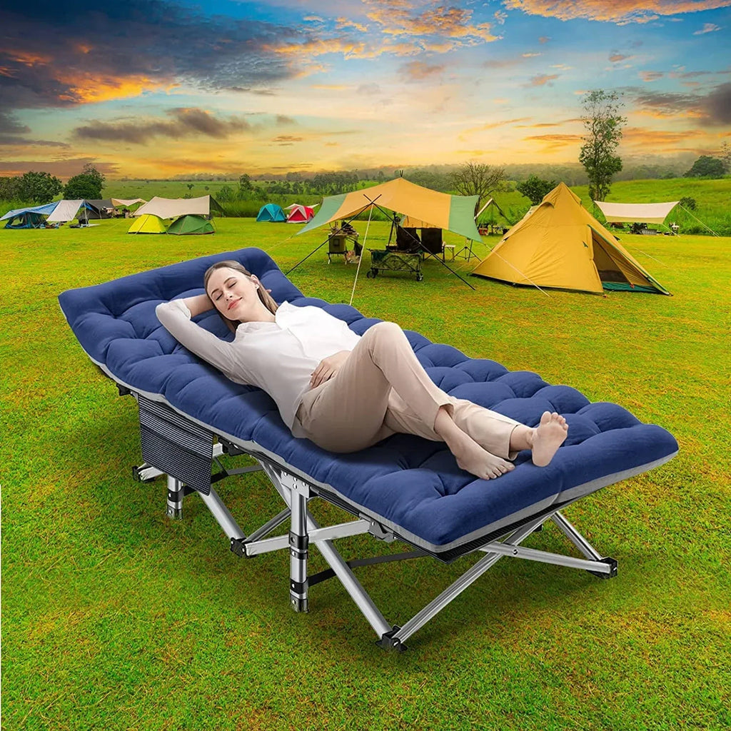 2026 NewABORON Portable Camping Cot with Mattress & Carry Bag, 75''x28'' Folding Sleeping Cots, Folding Bed Cot for Adults & Kids