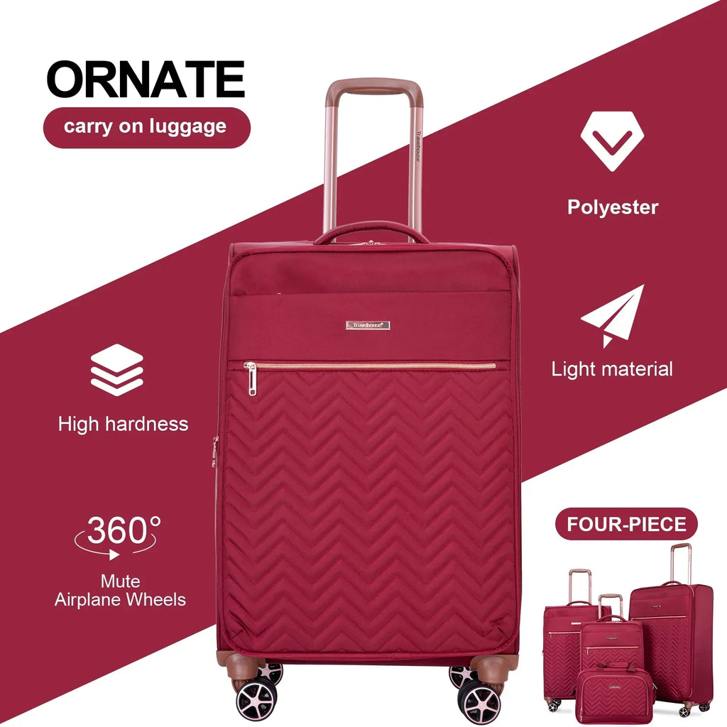 2026 NewTravelhouse 4 Piece Luggage Set Softside Expandable Lightweight Suitcase with Double Spinner Wheels.(Black)