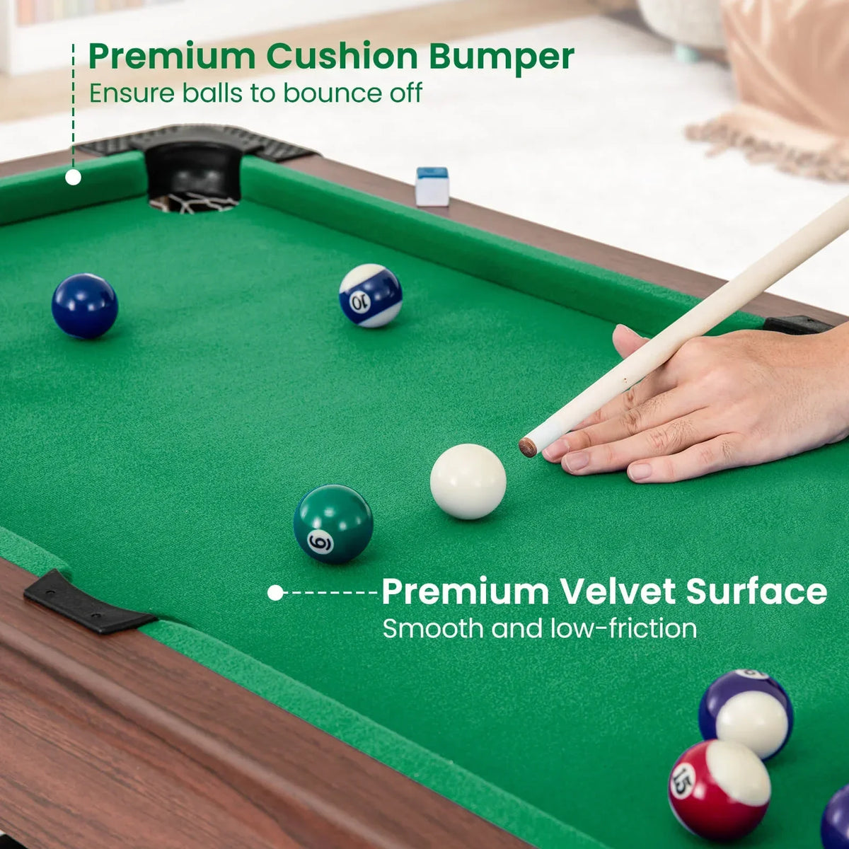 2026 NewCostway 48" Pool Table for Kids & Adults with Full Set of Balls 2 Cue Sticks 2 Chalks Green
