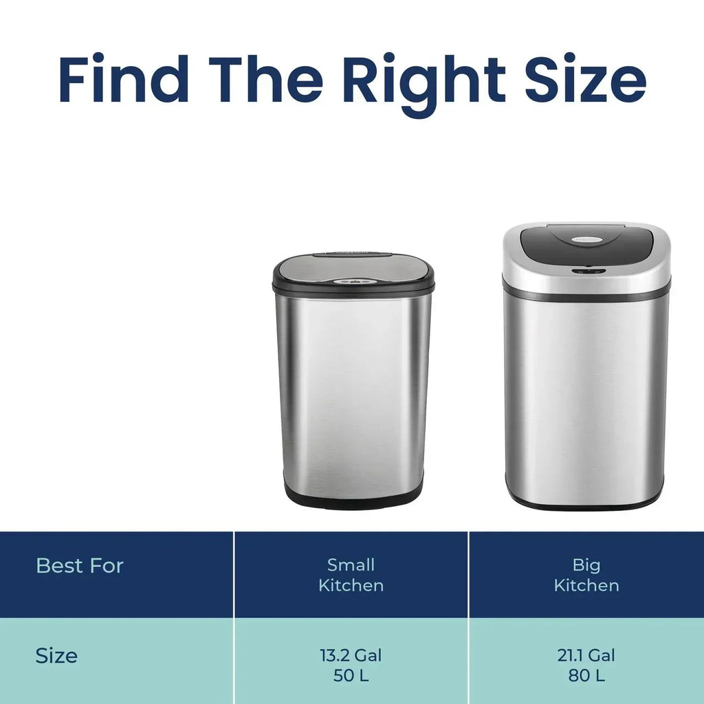 2026 NewNine Stars Automatic Trash Can, 21 Gallon Stainless Steel, Motion Sensor Hands Free Soft Close Lid Garbage Bin, Silver