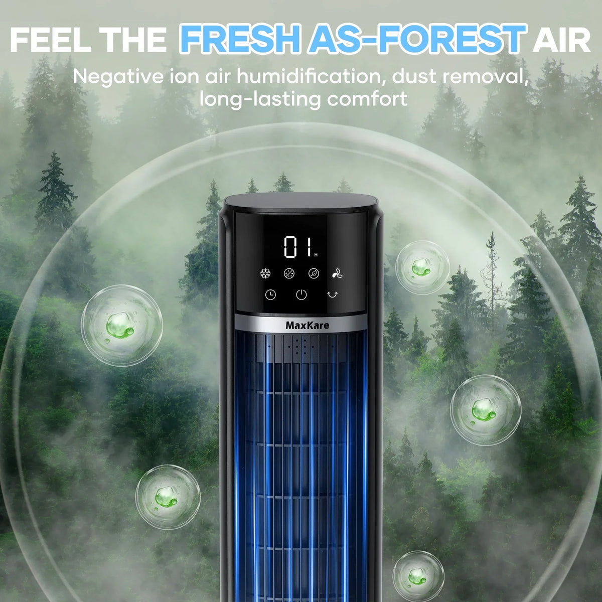 2026 NewMaxKare 3-in-1 Tower Fan, Air Cooler with FCC & ETL, Humidifier for Office & Bedroom, 40'' High, White
