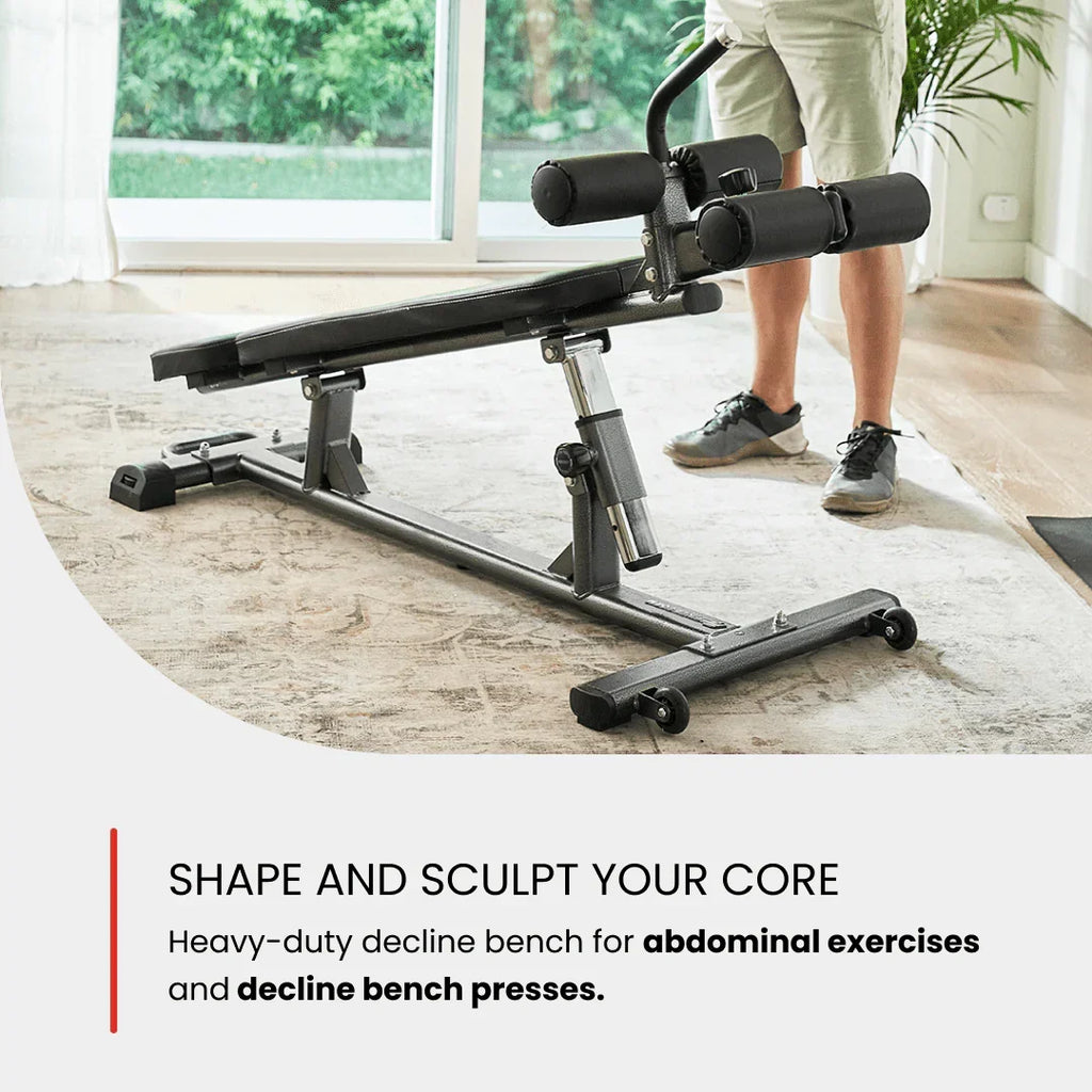 2026 NewFiner Form Semi, Commercial Sit Up Bench Elite, Reverse Crunch Handle for Ab Exercises, Reverse Crunch and Decline Sit Up with 4 Adjustable Height Settings, Black