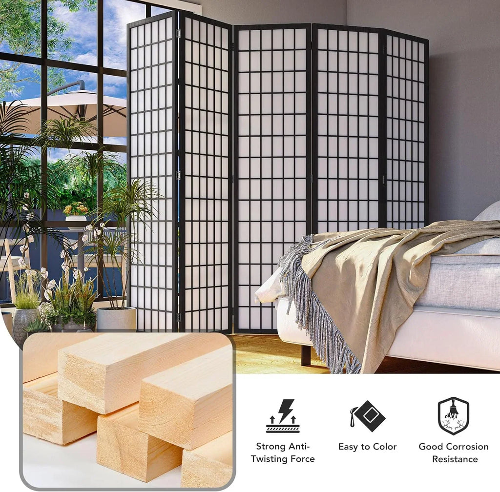 2026 NewJOSTYLE Room Divider Wall Shoji Screen, 6 Panel Folding Privacy Screen for Room Separation, Japanese Wood Room Divider Screen, 5.9 Ft, Natural