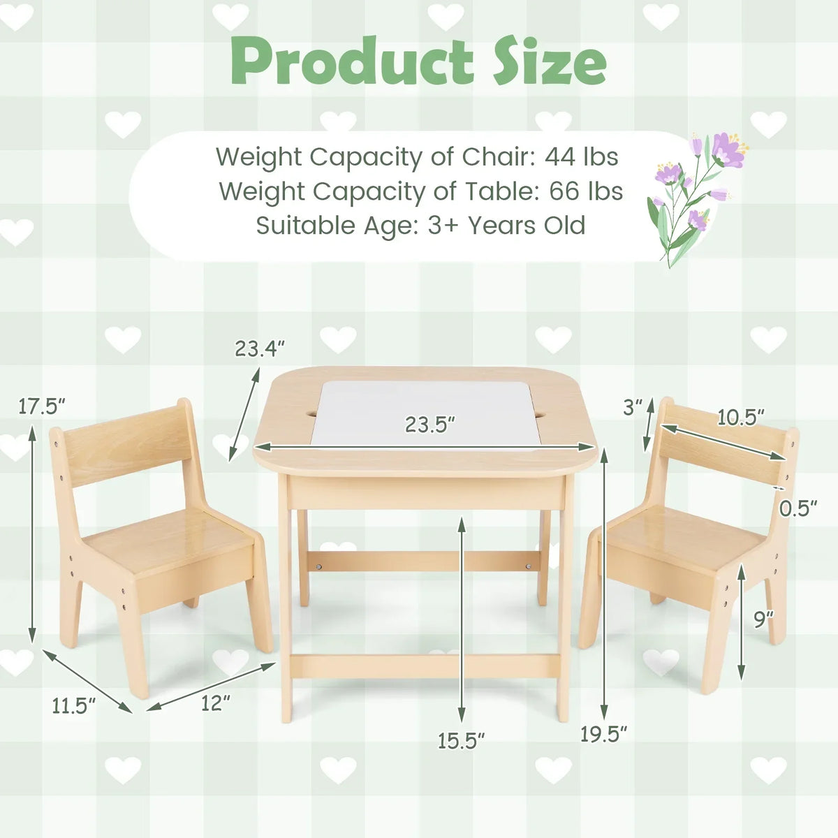 2026 NewOLAKIDS Kids Table and Chair Set, 3 in 1 Wooden Activity Table with Removable Tabletop, Blackboard and Whiteboard for Toddlers Arts Crafts Drawing Reading Playing, Playroom Nursery (Natural)