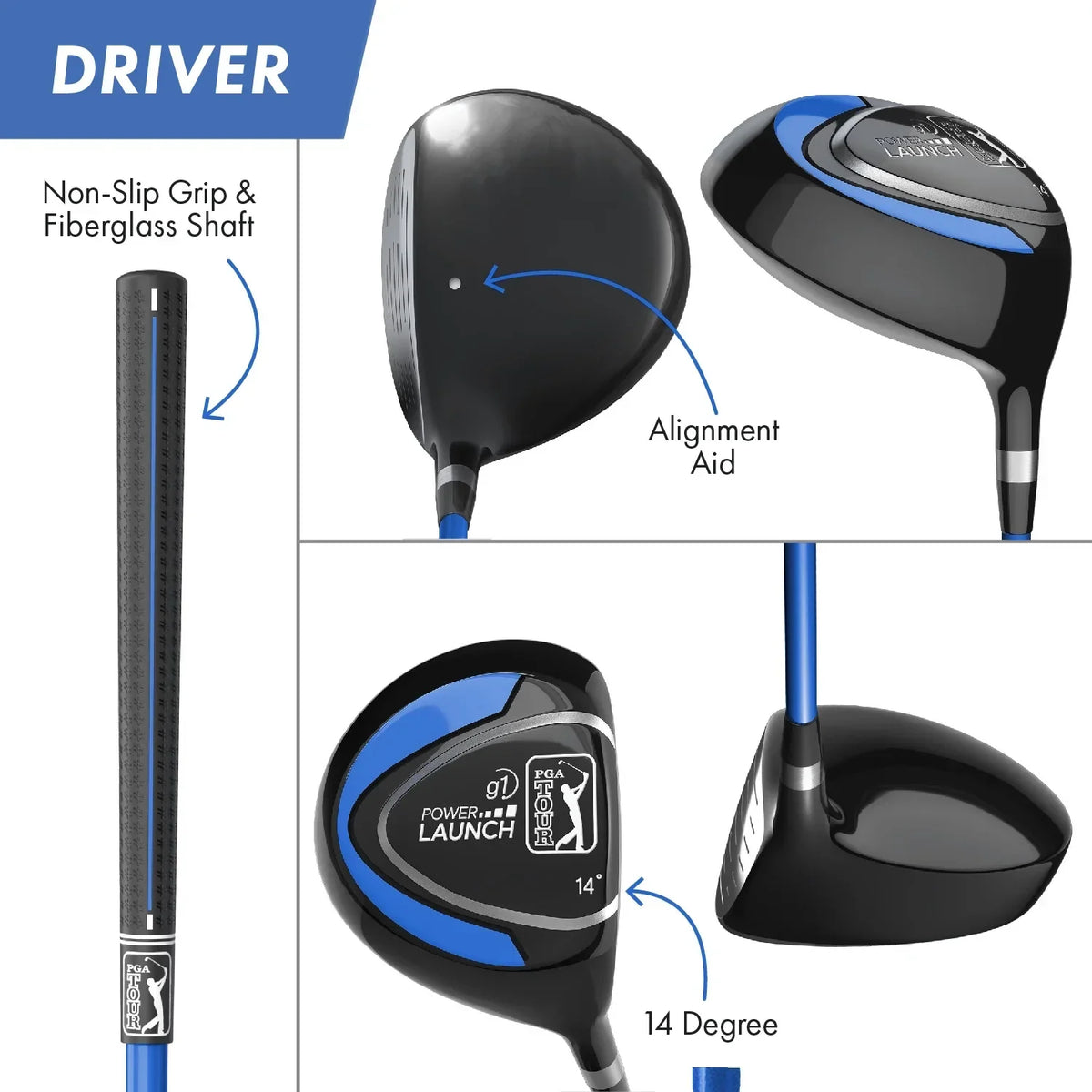 2026 NewPGA Tour Right-Handed 10 Piece Kids Golf Club Stand Bag Set; Player Height 4'8 - 5'2", Ages 8-12