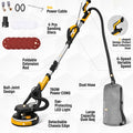 2026 NewPOVANLI 780W Electric Drywall Sander with Vacuum Dust Collection, 6.5A Motor Dustless Floor Sander with Variable Speed 900-1800RPM, LED Light, Extendable & Foldable Handle Yellow+Black