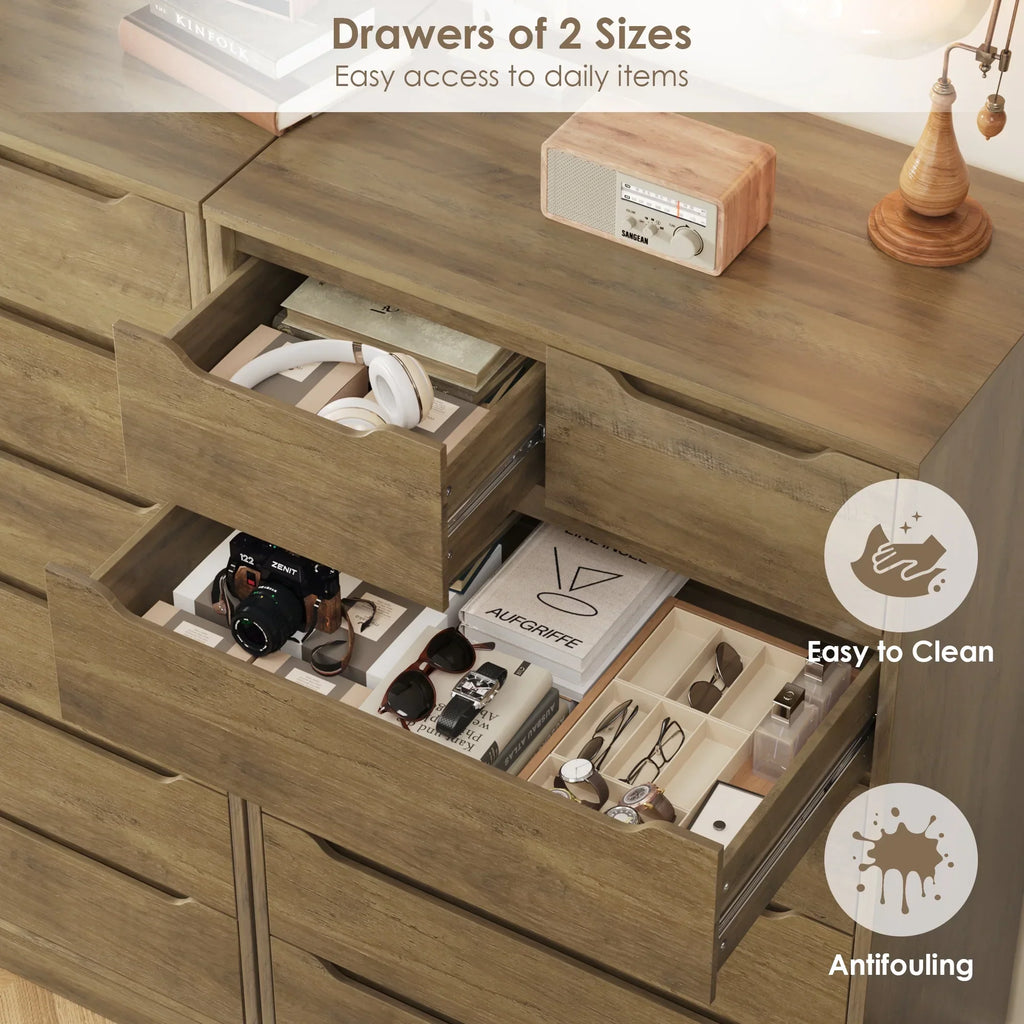 2026 NewHomfa 7 Drawer White Dresser, 51.3"H Wood Storage Cabinet with Upgraded Stable Base, Vertical Chest for Bedroom Living Room