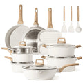 2026 NewCarote Nonstick Cookware Sets, 24 Pcs Granite Non Stick Pots and Pans Set, Induction Cookware, White