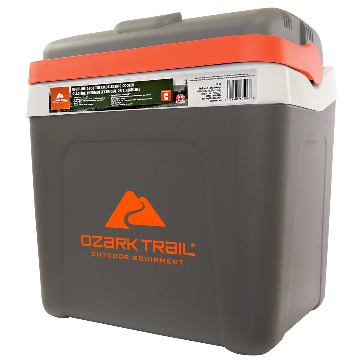 2026 NewOzark Trail 26QT electric Cooler 12V Portable Travel Beach Camping Picnic Insulated Cooler 30 Cans Iceless 24L, Grey