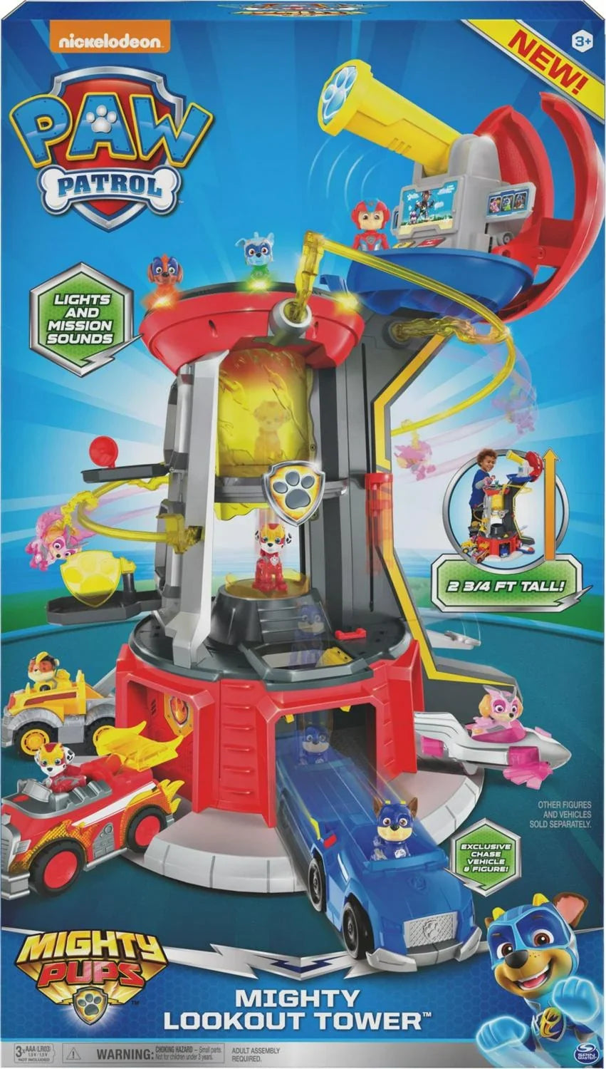 2026 NewPAW Patrol Mighty Pups Super PAWs Lookout Tower Playset with Lights and Sound