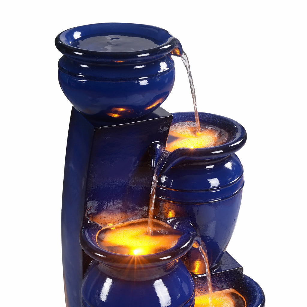2026 NewTeamson Home 28.74" Solar Water Fountain with LED Lights, Navy