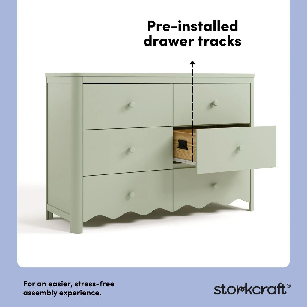 2026 NewStorkcraft Casablanca 6 Drawer Nursery Dresser, Sage