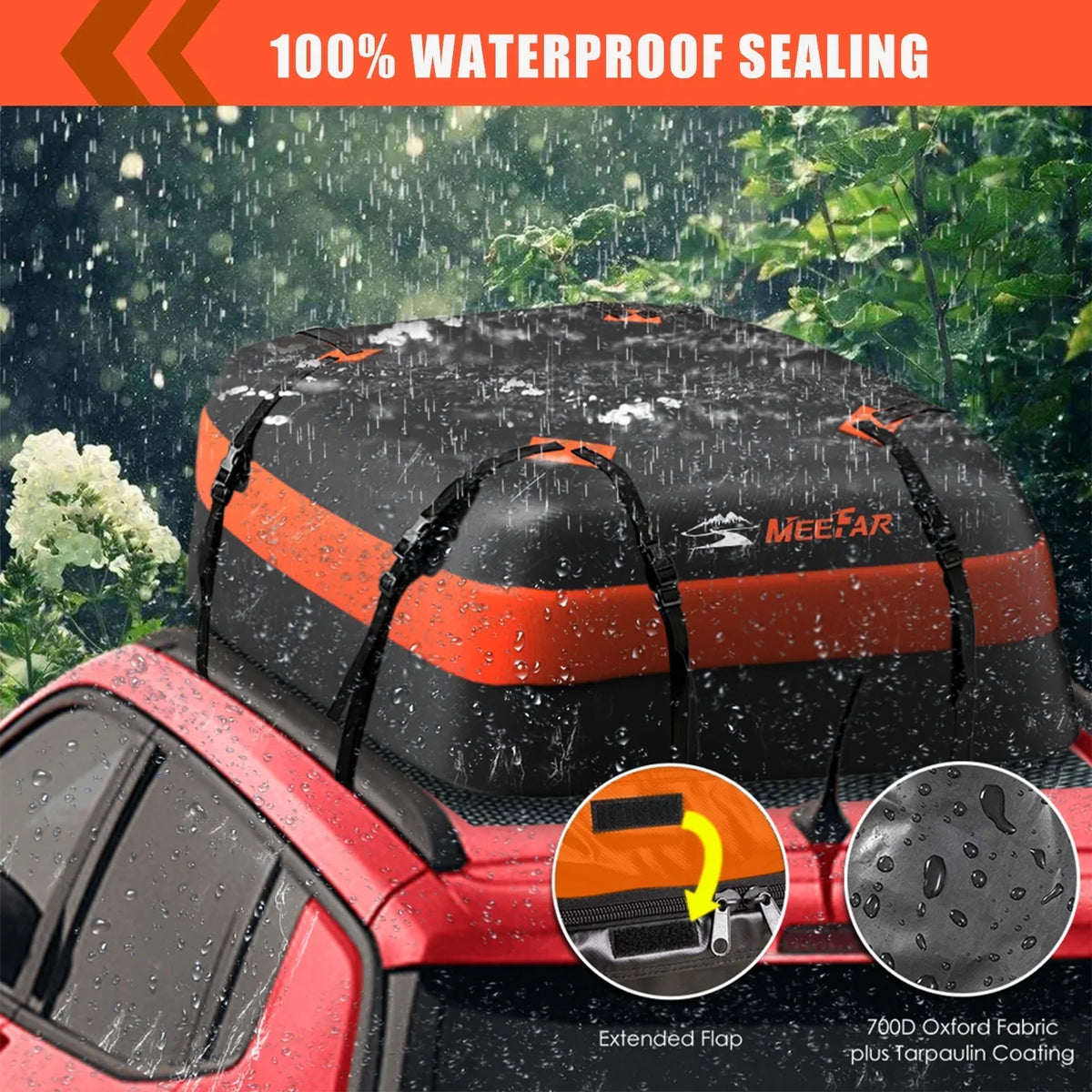 2026 NewMeeFar Universal Rooftop Roof Rack Steel Cargo Carrier Basket Size 51" X 36" X 5" + Soft Shell Waterproof Cargo Bag 15 Cu.ft (44" 34" 17") Combo