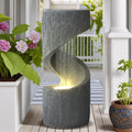 2026 NewMagic Union Outdoor S-Shaped Water Fountain, Spiral Waterfall Indoor Fountain Outside Garden Decor with LED Lights & Pump, Curved Patio Resin Fountains for Yard, Deck, Porch and Home Decorations