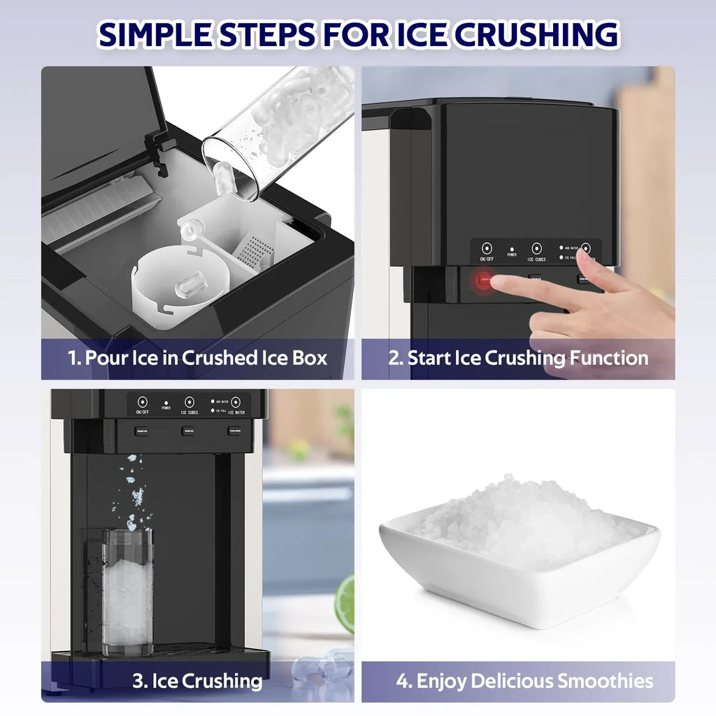 2026 NewAdvwin 3 in 1 Water Dispenser with Ice Maker Countertop, Bullet Ice, Crushed Ice, Water Cooler, 44Lbs/24H, 12 Ice Cube/6Min, Self-cleaning, 4Lbs Ice Storage, Home, Kitchen, Party, RV