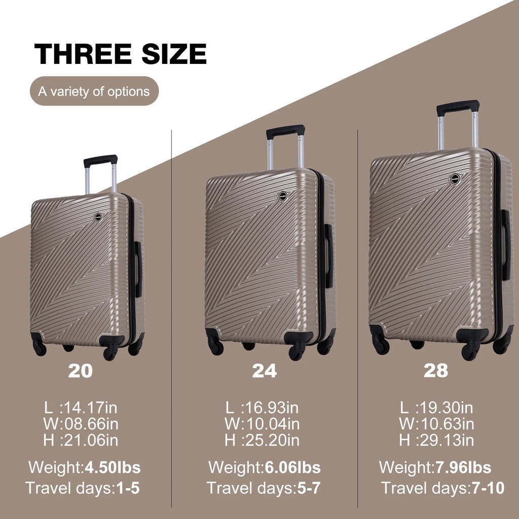 2026 NewTripcomp Luggage 3 Piece Set,Suitcase with Spinner Wheels Hardside Lightweight Luggage 20in24in28in.(Blue)