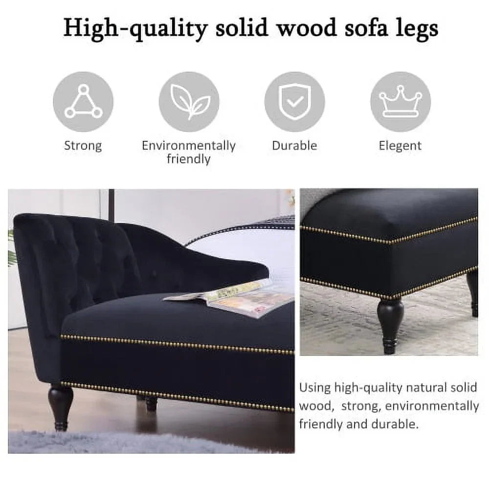 2026 NewTHINK 30,Velvet Chaise Lounge with Rolled Arm, 58” Upholstered Sofa Lounge Chair for Living Room Bedroom